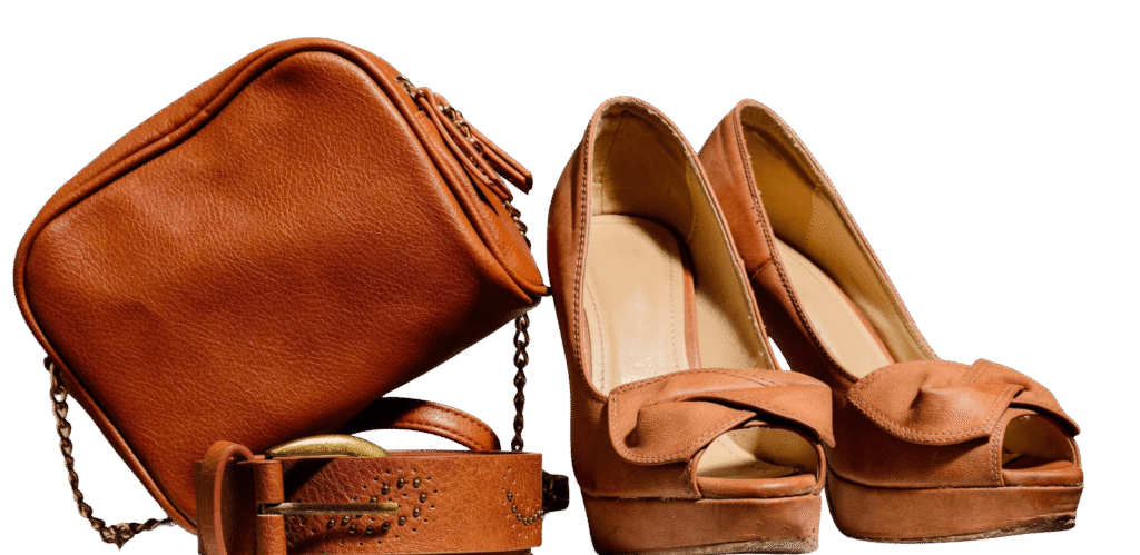 Leather shoes and bag ready for cleaning service