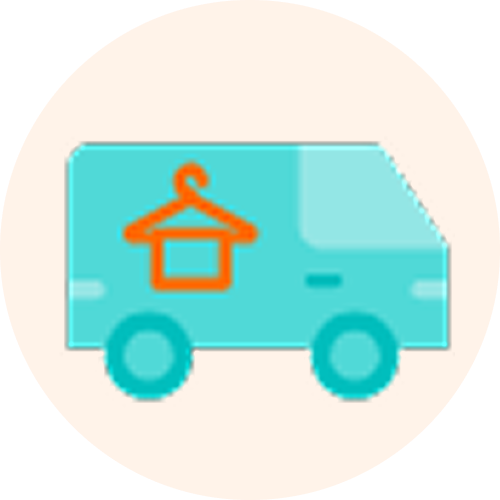 Laundry pickup and delivery service van icon