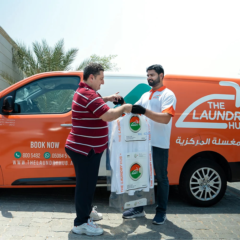 The Laundry Hub delivery handoff with customer